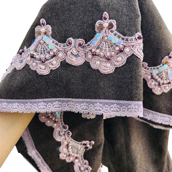 Y2k Express Womens Wool Sequins Skirt With Pink Embelish Size (10) - Picture 7 of 7